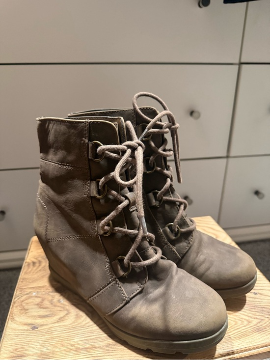 Sonoma Shoes - Sonoma Taupe Lace-Up Wedge Ankle Boots